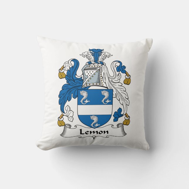 Lemon Family Crest Throw Pillow (Front)