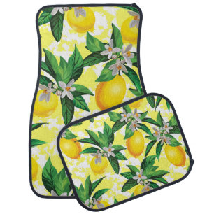 Lemon Fantasy: Creative Floral Pattern Car Floor Mat