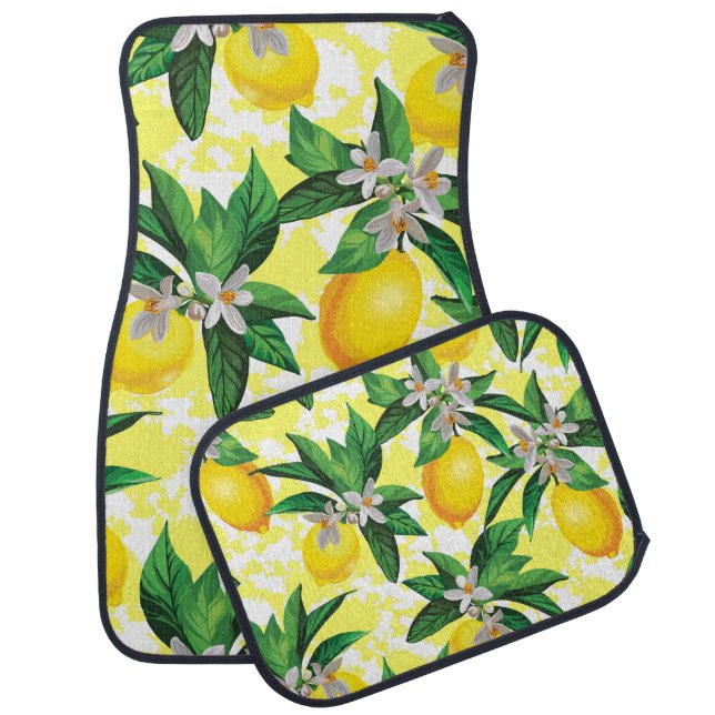 Lemon Fantasy: Creative Floral Pattern Car Floor Mat (Set)