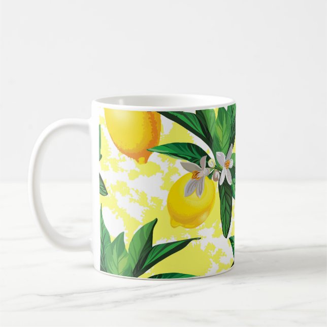 Lemon Fantasy: Creative Floral Pattern Coffee Mug (Left)