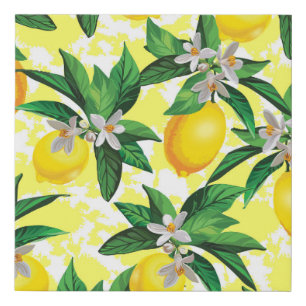 Lemon Fantasy: Creative Floral Pattern Faux Canvas Print