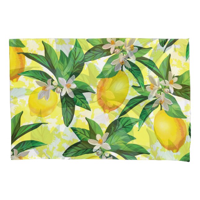Lemon Fantasy: Creative Floral Pattern Pillow Case (Front)
