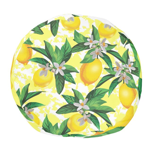 Lemon Fantasy: Creative Floral Pattern Pouf (Bottom)