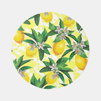 Lemon Fantasy: Creative Floral Pattern Rug