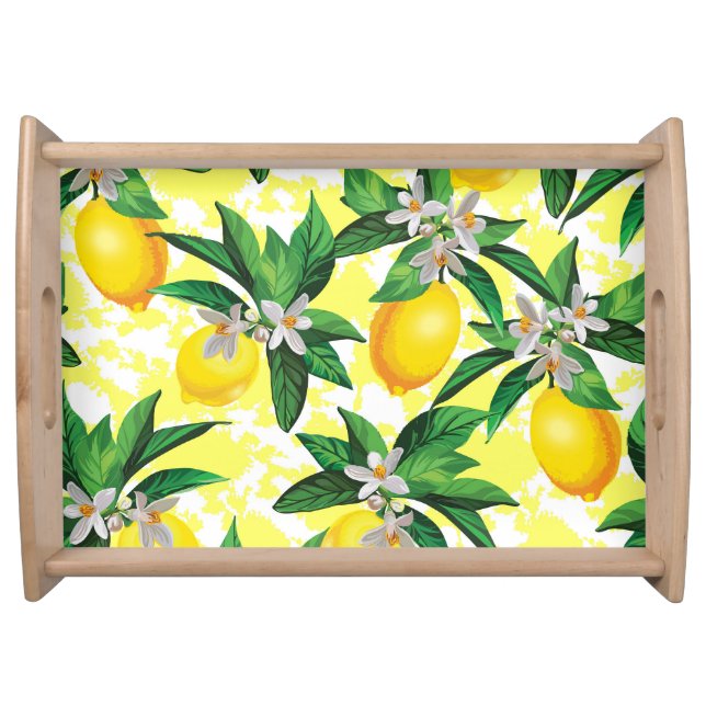 Lemon Fantasy: Creative Floral Pattern Serving Tray (Front)