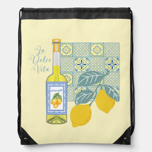  Lemon Farm Retro Drawstring Bag (Front)