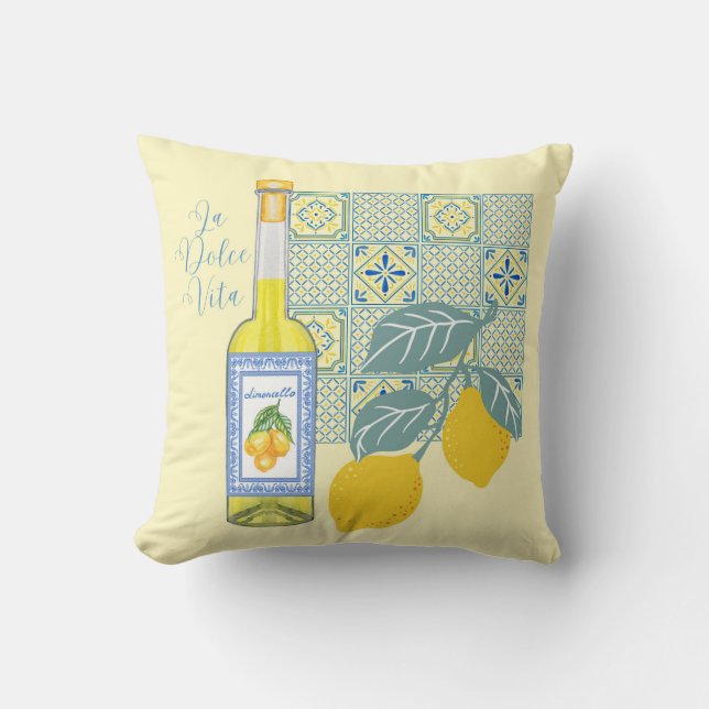  Lemon Farm Retro Throw Pillow (Front)
