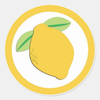 Lemon flavor circle sticker labels