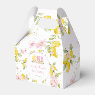 Lemon Floral 1st Birthday Favor Boxes