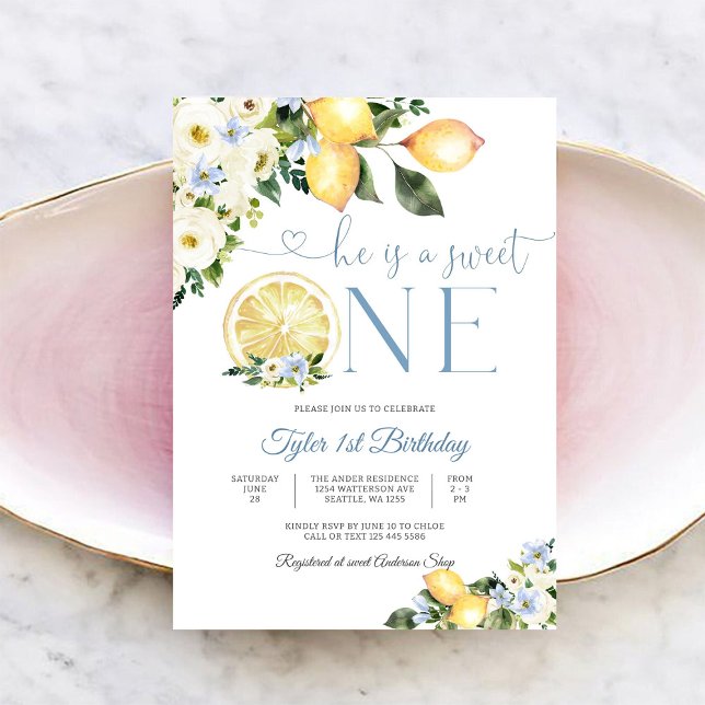 Lemon Floral 1st Birthday Invitation (Creator Uploaded)