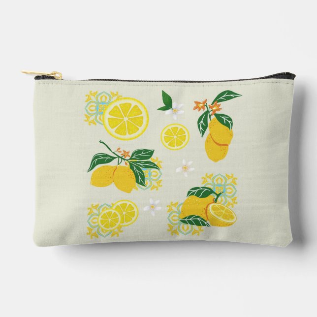 Lemon Floral Accessory Pouch (Front)