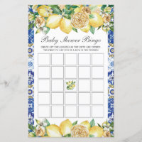 Lemon Floral Baby Bridal Shower Bingo Party Game