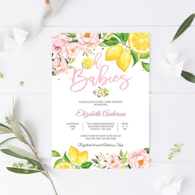 Lemon Floral Baby Shower Invitation (Creator Uploaded)