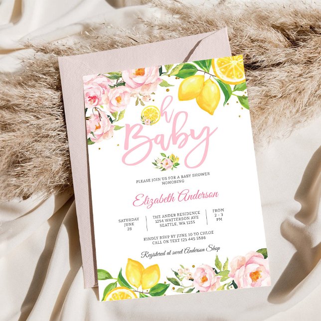 Lemon Floral Baby Shower Invitation (Creator Uploaded)