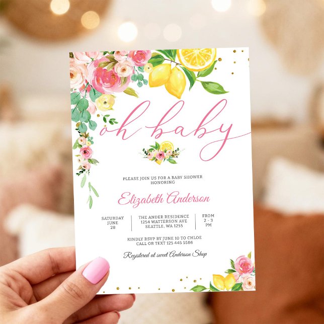 Lemon Floral Baby Shower Invitation (Creator Uploaded)