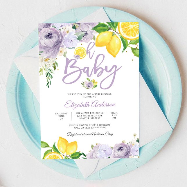 Lemon Floral Baby Shower Invitation (Creator Uploaded)