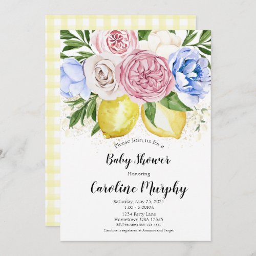 Lemon Floral Baby Shower invitation Gender Neutral