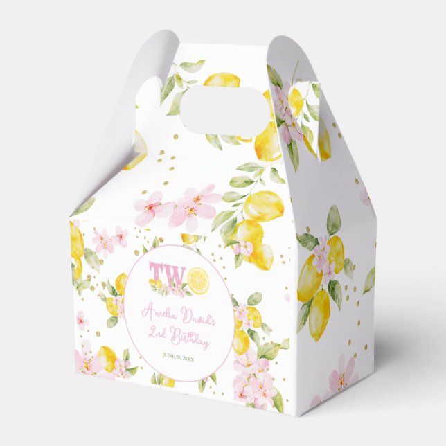 Lemon Floral Birthday Favor Boxes (Front Side)