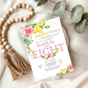 Lemon Floral Birthday Invitation