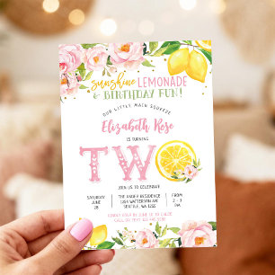 Lemon Floral Birthday Invitation