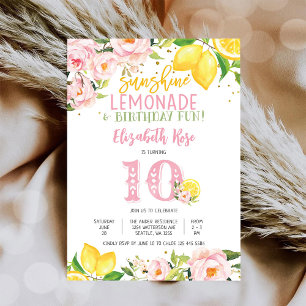 Lemon Floral Birthday Party Invitation