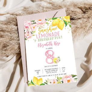 Lemon Floral Birthday Party Invitation