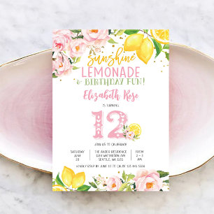 Lemon Floral Birthday Party Invitation