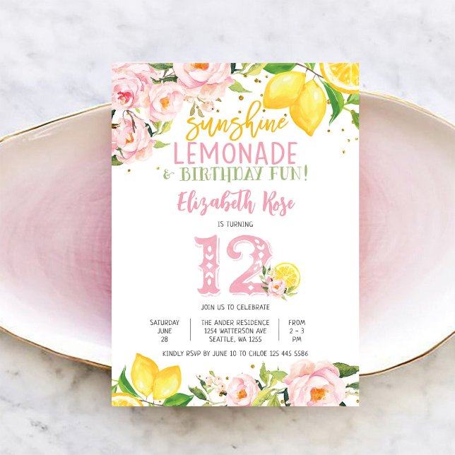 Lemon Floral Birthday Party Invitation (Creator Uploaded)