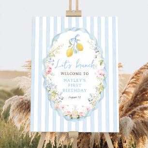 Lemon Floral Blue Birthday Foam Boards