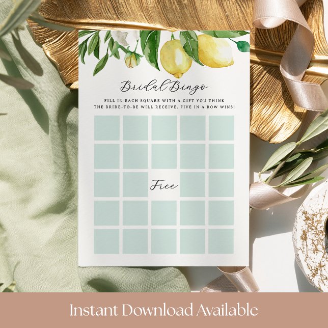 Lemon Floral Bridal Shower Bingo Game Card (Creator Uploaded)