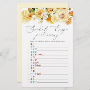 Lemon floral bridal shower emoji pictionary game