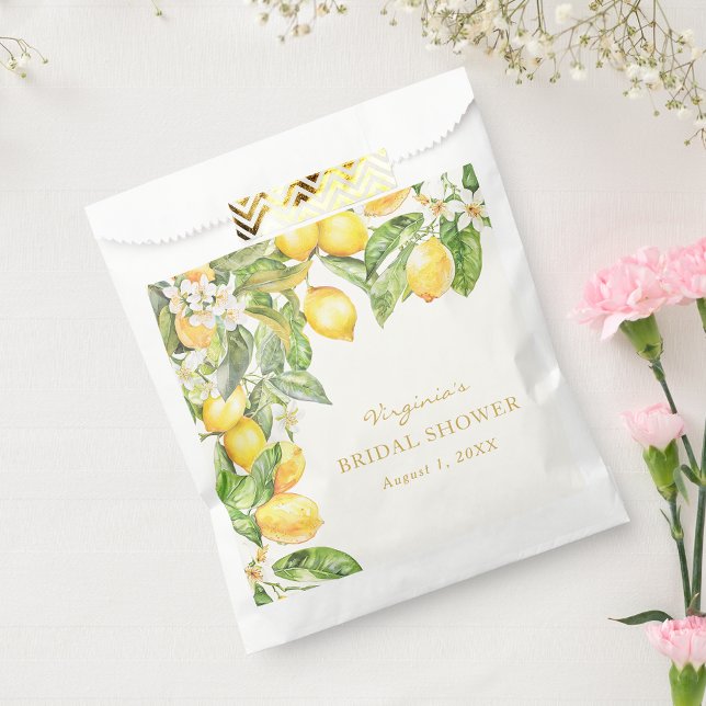 Lemon Floral Bridal Shower Favor Bag (Lemon Floral Watercolor Bridal Shower Favor Bag by Painted Paperie
)