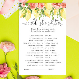 Lemon Floral Bridal Shower Game