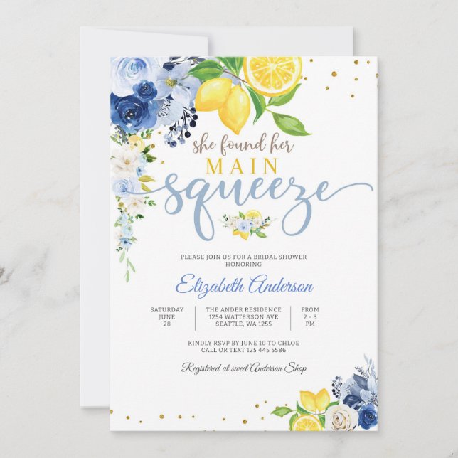 Lemon Floral Bridal Shower Invitation (Front)