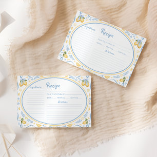 Lemon Floral Bridal Shower Recipe Card