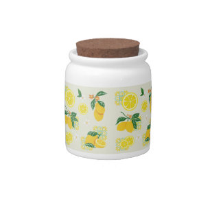 Lemon Floral Candy Jar