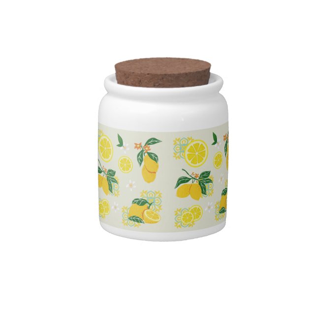Lemon Floral Candy Jar (Front)