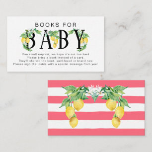 Lemon Floral Citrus Foliage Pink Books for Baby Enclosure Card