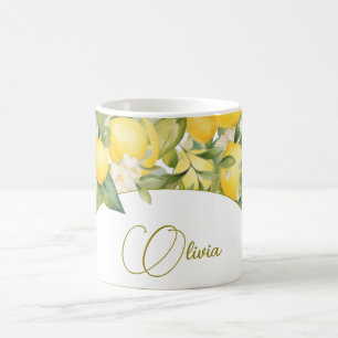 Lemon Floral Citrus Modern Personal Business Coffee Mug