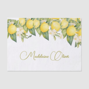 Lemon Floral Citrus Modern Personal Design Tissue Paper