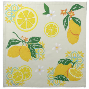 Lemon Floral Cloth Napkin