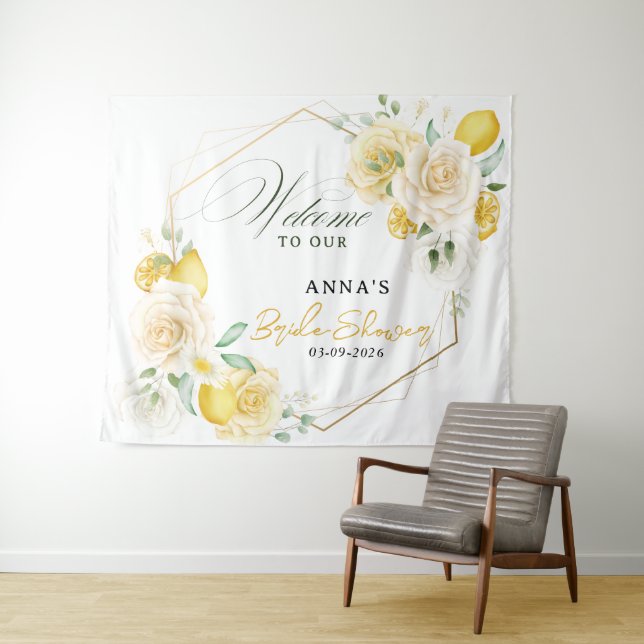 Lemon Floral Eucalyptus Bridal Shower Backdrop (In Situ (Horizontal))