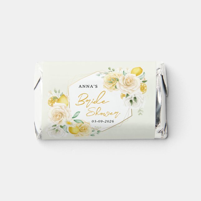 Lemon Floral Eucalyptus Bridal Shower Hershey's Miniatures (Front)