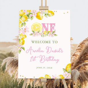 Lemon Floral First Birthday Welcome Foam Board