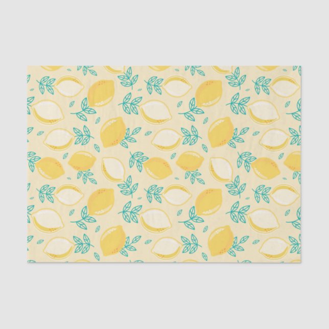 Lemon Floral Fruit Pattern Decoupage Tissue Paper (Front)