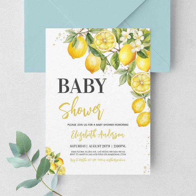 Lemon Floral Gender Neutral Baby Shower Invite (Creator Uploaded)