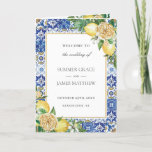 Lemon Floral Greenery Azure Mosaic Tiles Wedding   Program<br><div class="desc">Personalize this elegant timeless wedding program with your own wording easily and quickly,  simply press the customise it button to further re-arrange and format the style and placement of the text.  Double sided. The Happy Cat Studio</div>