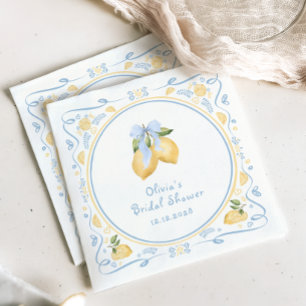 Lemon Floral Italian Bow Bridal Shower Napkins