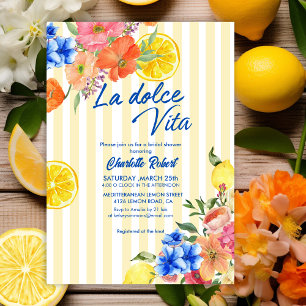 Lemon floral italian summer Bridal shower Invitation