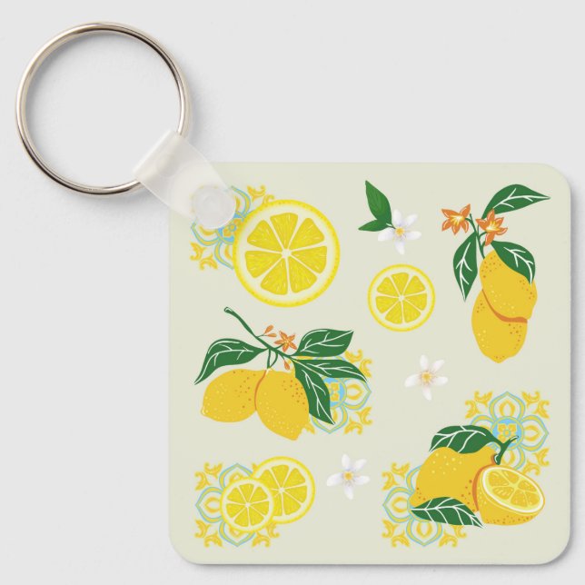 Lemon Floral Keychain (Front)